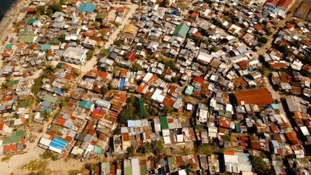 Barrios-de-Manila,-el-barrio-pobre-en-vista-aérea.-Filipinas,-Manila