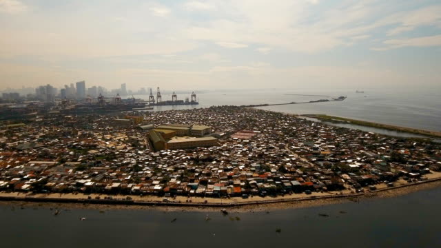 Barrios-de-Manila,-el-barrio-pobre-en-vista-aérea.-Filipinas,-Manila
