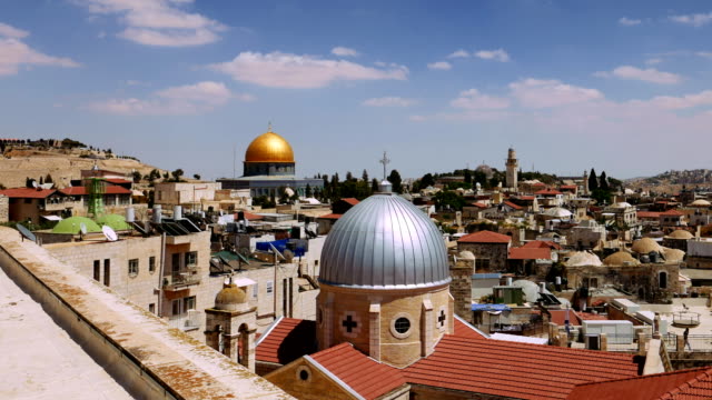 Jerusalem-panoramic-aerial-roof-view-time-lapse