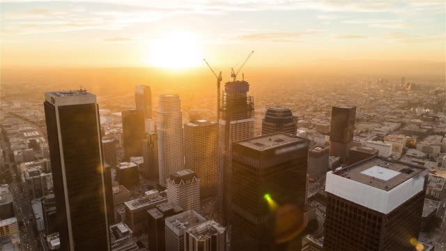Downtown-Los-Angeles-Day-To-Night-Aerial-Rooftop-Timelapse