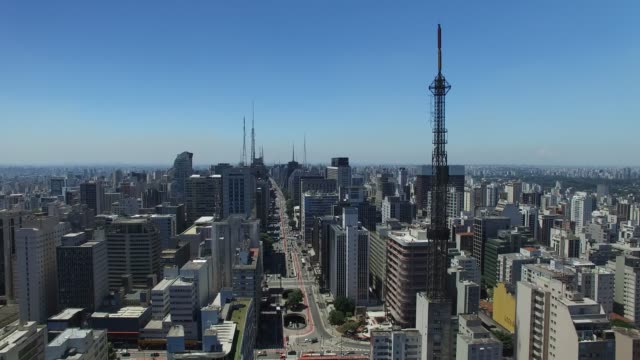 Aerial-View-of-Paulista-Avenue,-Sao-Paulo,-Brazil