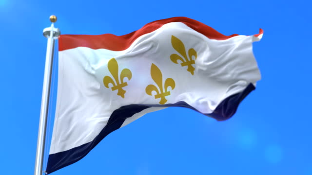 Flagge-von-New-Orleans-City,-Stadt-der-Vereinigten-Staaten-von-Amerika---Schleife
