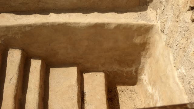 pan-of-the-steps-to-a-ritual-bath-in-qumran,-israel