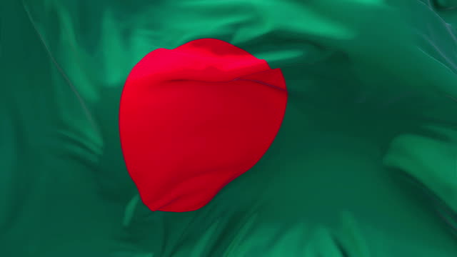 Bangladesh-Flag-Waving-in-Wind-Slow-Motion-Animation-.-4K-Realistic-Fabric-Texture-Flag-Smooth-Blowing-on-a-windy-day-Continuous-Seamless-Loop-Background.