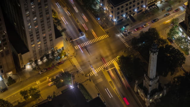 Chicago-Traffic-Intersection-Aerial-Night-Timelapse