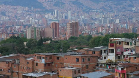 View-of-neighborhood-in-"Comuna-13"-Medellin-Colombia-with-city-center-in-background