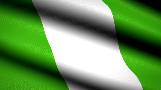 Nigeria-Fahnenschwingen-Textile-strukturierten-Hintergrund.-Seamless-Loop-Animation.-Vollbild.-Slow-Motion.-4K-Video