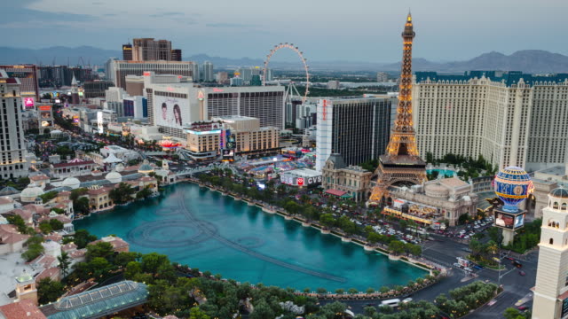 Time-lapse-of-the-Bellagio-Fountains-&-Las-Vegas-Boulevard-at-sunset
