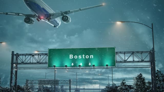 Flugzeug-landet-Boston-in-Weihnachten