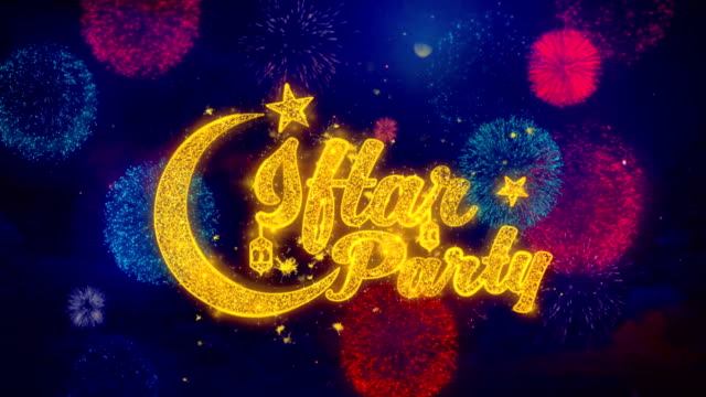 Iftar-Party-Wish-texto-sobre-partículas-de-explosión-de-fuegos-artificiales-coloridos.