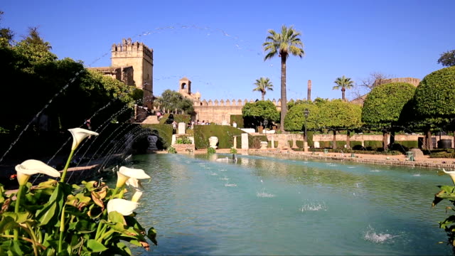Alcázar-de-los-Reyes-Cristianos-en-Córdoba,-en-Andalucía,-España