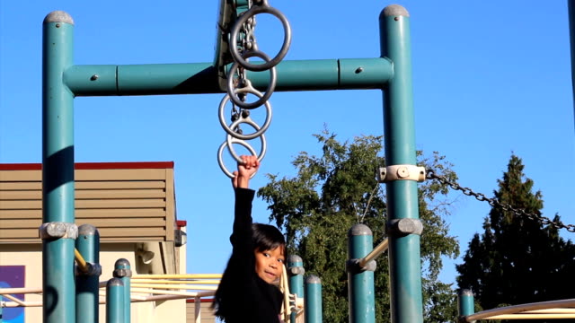 Asian-Girl-Using-Old-Style-Playground-Rings