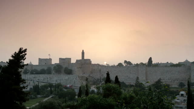 Jerusalem-King-David\'s-Tower-bei-Sonnenaufgang