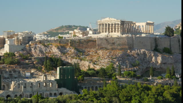 Timelapse-Blick-auf-die-Akropolis-in-Athen,-Griechenland