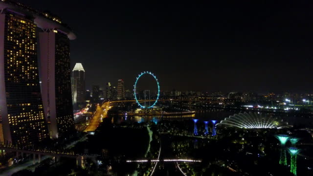 Vista-de-Skyline,-Singapore-Flyer-Singapur