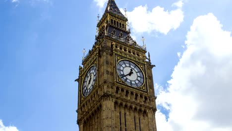 Big-Ben-and-Clouds,-Time-Lapse,-London