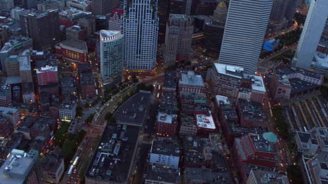 Aerial-view-of-Boston-at-dusk