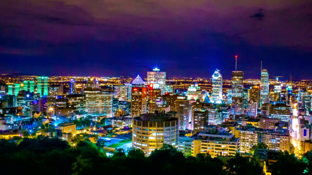 Montreal-Stadt-bei-Nacht-Zeitraffer-4k