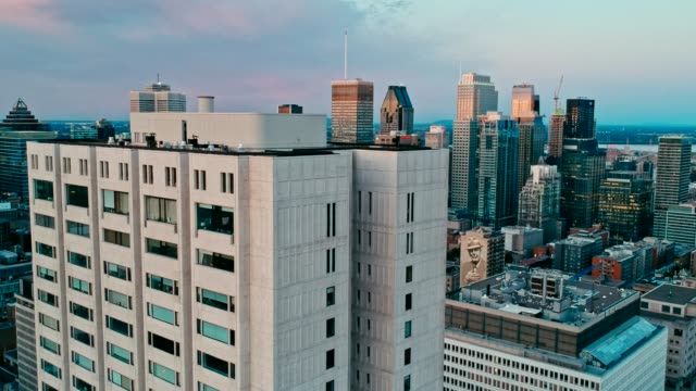 areal-drone-footage-of-montreal-canada-at-sunset