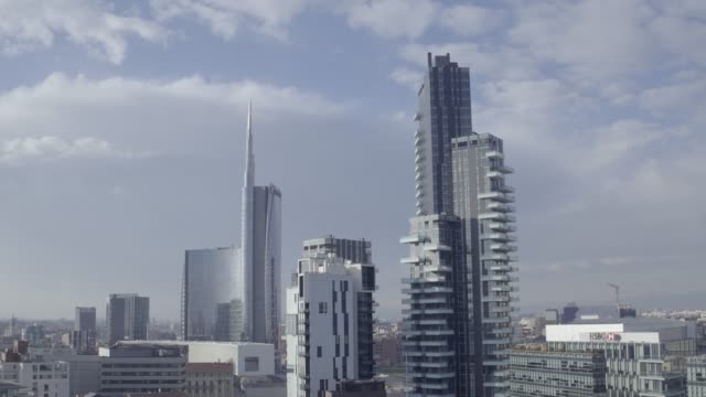 Aerial-footage-drone-view-sunrise-Milan-skyline-sunrise