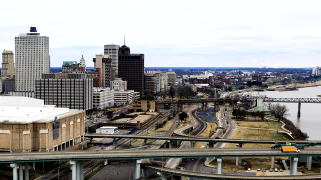 Timelapse-of-the-Memphis,-Tennessee-skyline