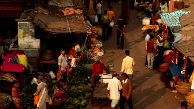 Straße-Szene-in-Kolkata-(Kalkutta),-Indien:--Flower-Market
