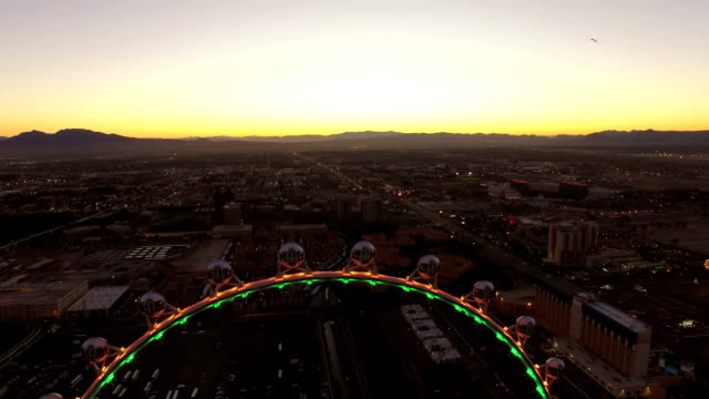 Aerial-Stadtansicht-Las-Vegas-Strip,-Dawn