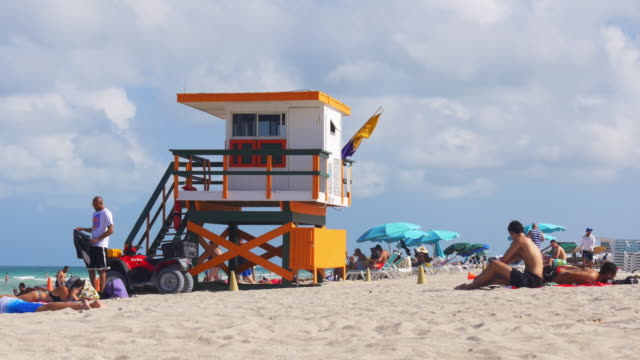 Vereinigte-Staaten-Florida-Sommer-miami-Süden-überfüllten-Strand-4-k,-Florida