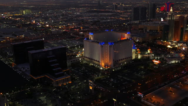 Las-Vegas,-Nevada-Luftaufnahme-des-Las-Vegas-Strip-bei-Nacht