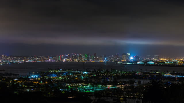 San-Diego,-California-at-Night-Wide-Timelapse