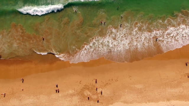 Personas-descansan-en-una-playa-de-arena-en-Portugal,-Praia-do-Beliche,-Sagres,-vista-aérea