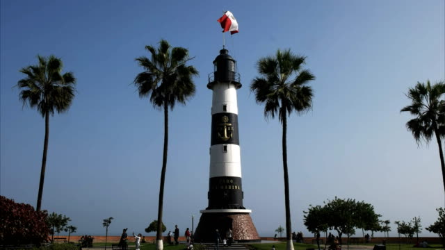 morning-view-of-la-marina-lighthouse-in-miraflores,-lima
