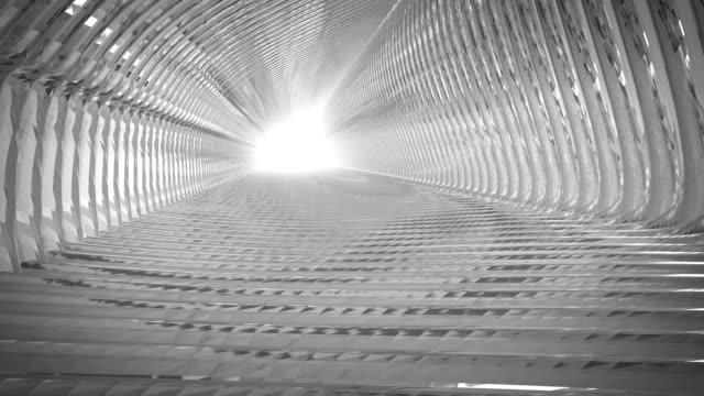 Arquitectura-futurista-ciencia-ficción-3D-túnel-en-blanco-metálico-4k-Video-de-animación.
