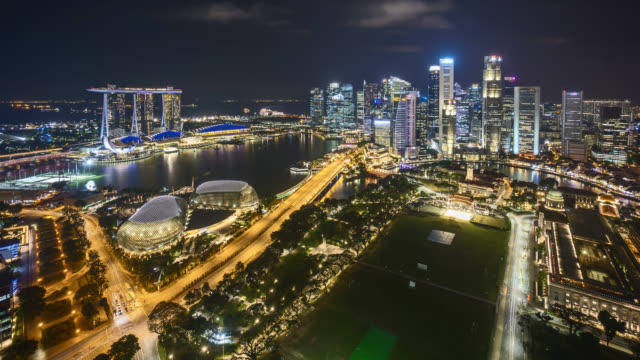 4k-UHD-beautiful-time-lapse-of-night-scene-at-Singapore