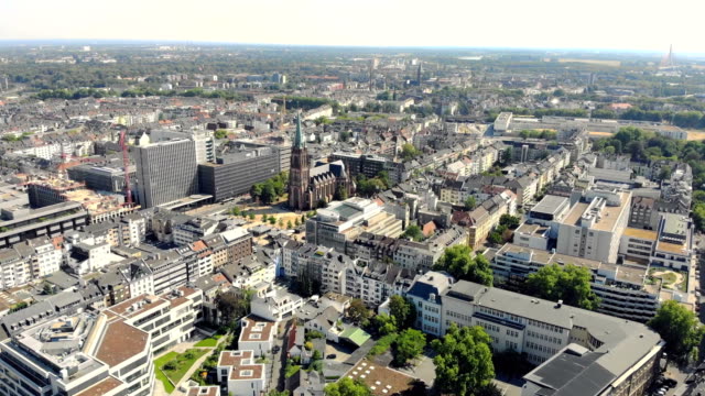 Aerial-View-Dusseldorf-Germany.-Flight-over-the-city