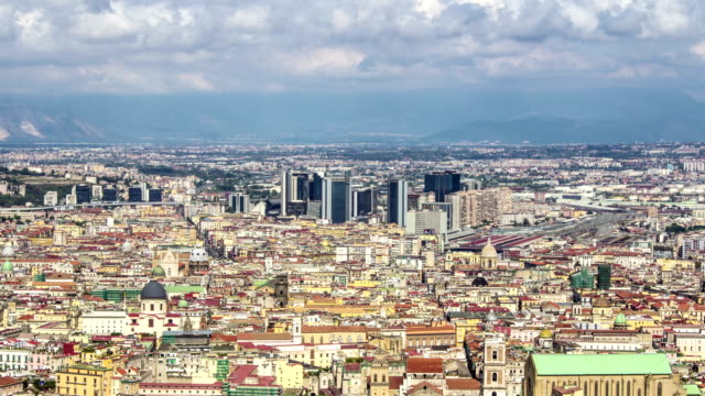 Neapel-Stadt-Panorama,-Italien,-Zeitraffer