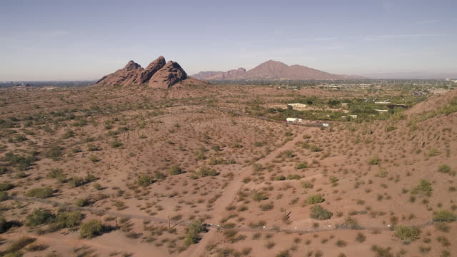 Camelback-Mountain-Rising-Aerial-Outside-Pheonix-Arizona
