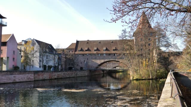 River-Pegnitz-Nuremberg,-Germany,-November-15th-2018