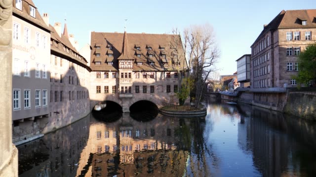 River-Pegnitz-Nuremberg,-Germany,-November-15th-2018