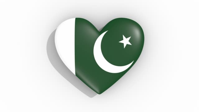 Corazón-en-colores-de-la-bandera-de-pulsos-de-Pakistán,-del-lazo