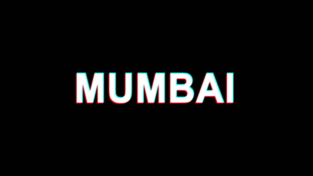 MUMBAI-Glitch-efecto-texto-digital-TV-distorsión-4K-bucle-de-animación