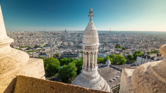 Basílica-de-día-de-verano-Francia-de-sacre-observación-cubierta-panorama-París-4k-lapso-de-tiempo