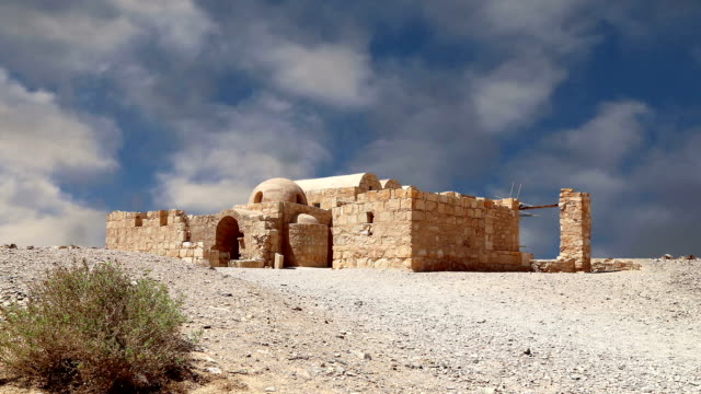 (Qasr)-Quseir-Amra-Wüste-Burg-in-der-Nähe-von-Amman,-Jordanien.-Welterbe-mit-berühmten-Fresken.