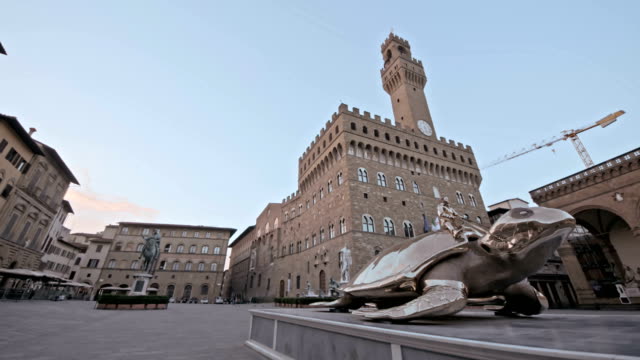 Blick-auf-Piazza-della-Signoria,-Palazzo-Vecchio,-Florenz.