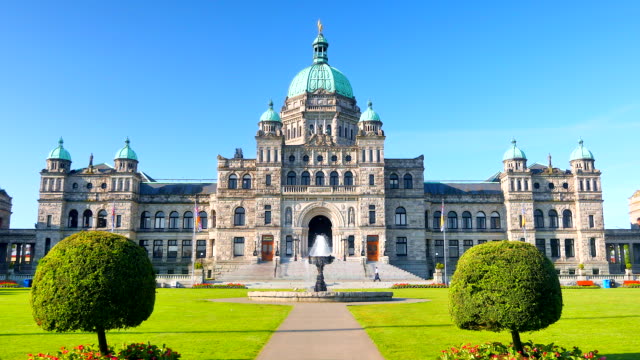 Tourismusseite-Wahrzeichen-Parlamentsgebäude-in-Victoria-British-Columbia,-Kanada