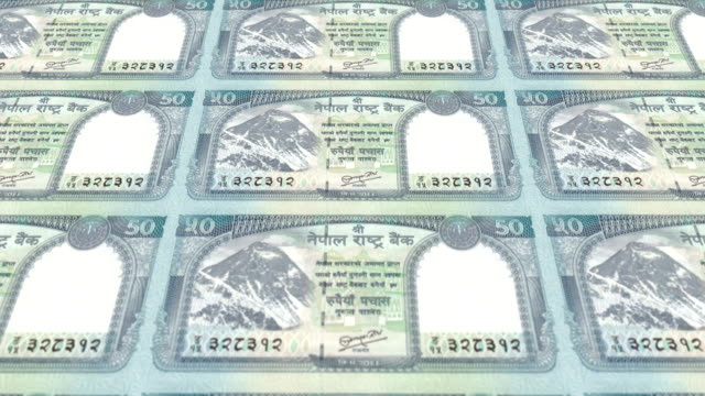 Billetes-de-cincuenta-nepalí-de-Nepal,-dinero-en-efectivo,-lazo