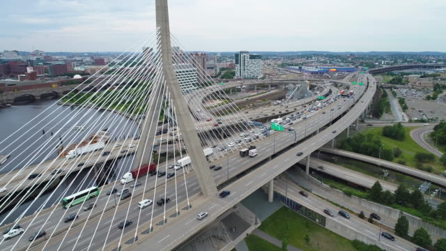 Aerial-shot-of-the-Leonard-Zakim-Bridge-and-Charles-River-Boston