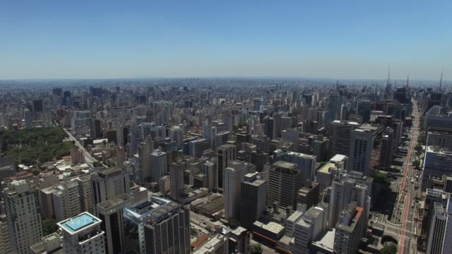 Vista-aérea-de-la-Avenida-Paulista,-Sao-Paulo,-Brasil