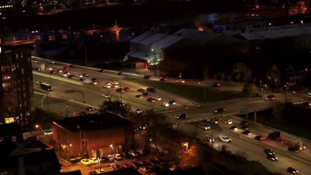 Aerial-of-Traffic-at-Intersection-at-Night