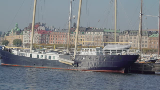 Closer-look-of-the-big-vessel-on-the-port-in-Stockholm-Sweden